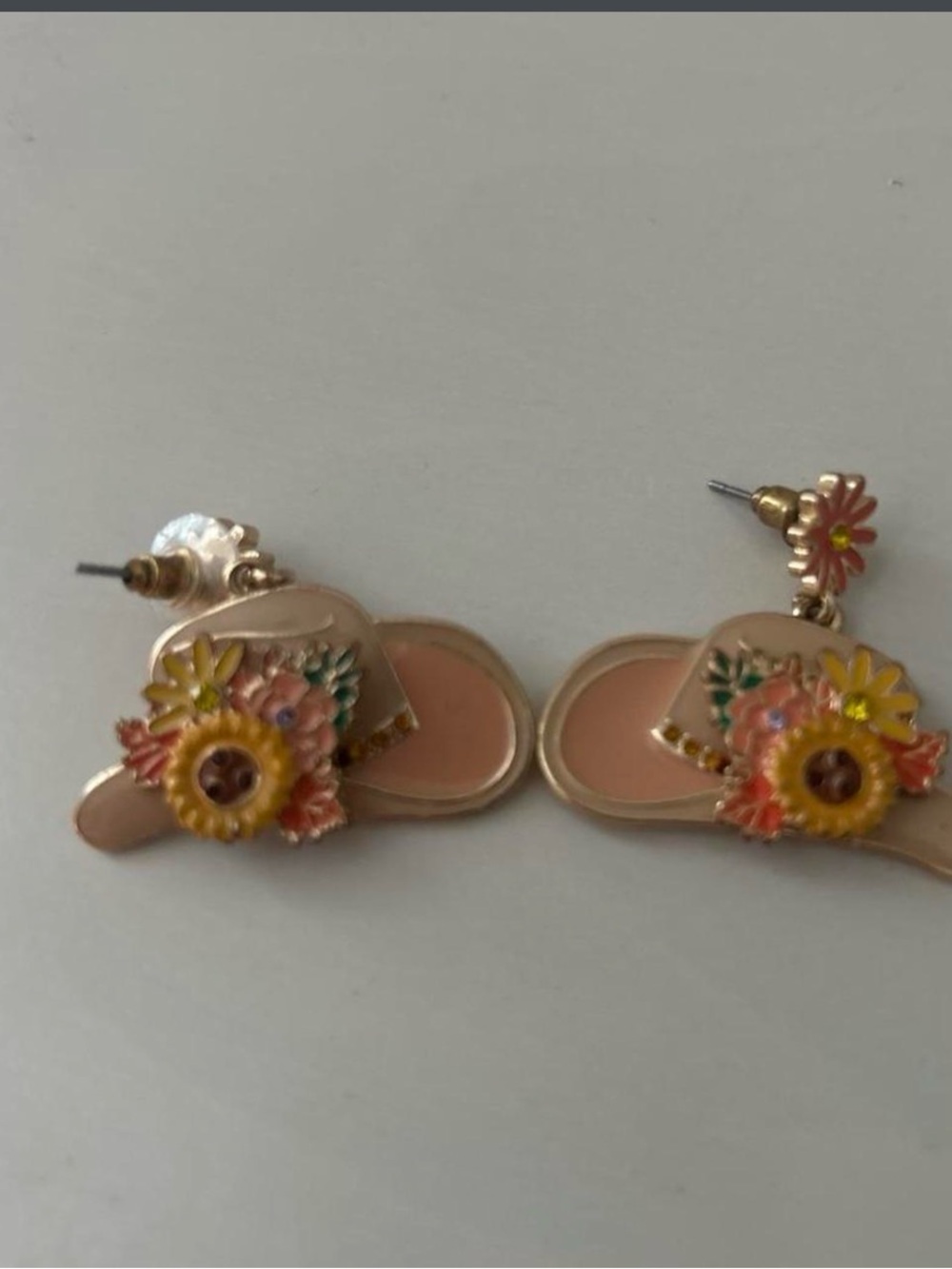 Floral Pink Cowboy Hat Drop Earrings